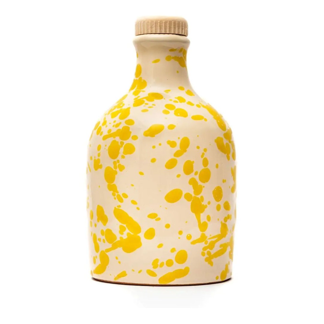 Yellow mottled ceramic oil cruet 250 ml