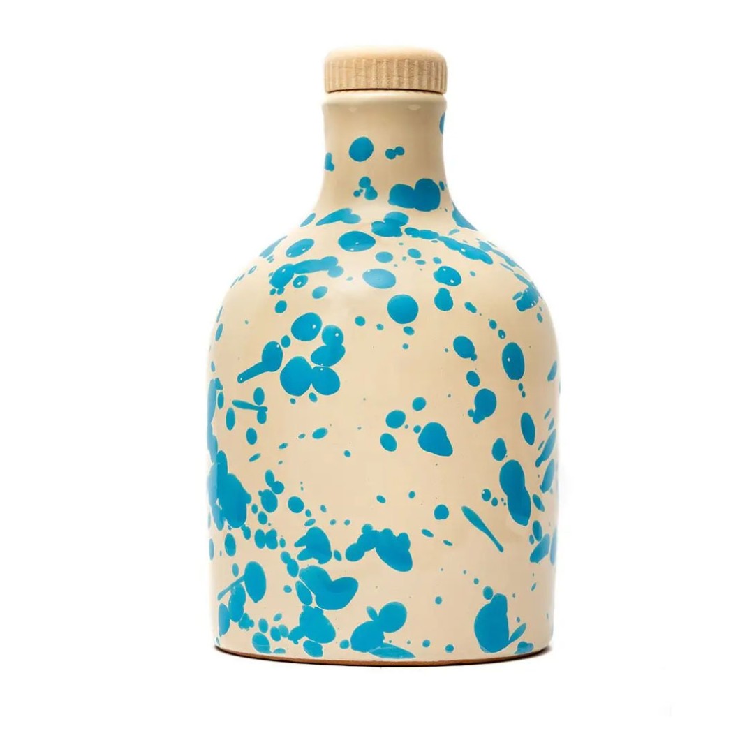 Light blue mottled ceramic oil cruet 250 ml