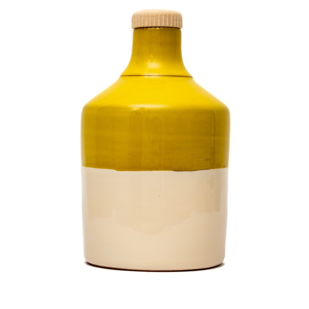 Ochre yellow port ceramic oil cruet